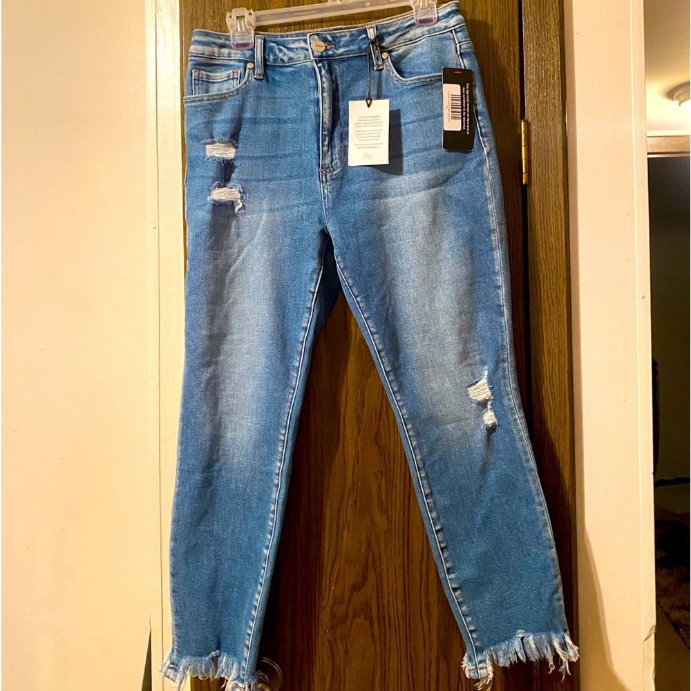 High rise crop skinny jeans